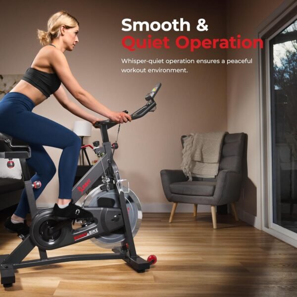 Sunny Health & Fitness Pro Cycling Stationary Bike, 40 LB Flywheel & 4-Way Adjustable Seat for Home Exercise & Indoor Cycle/Cardio Workout, Optional Free SunnyFit App Bluetooth Connection - Image 6