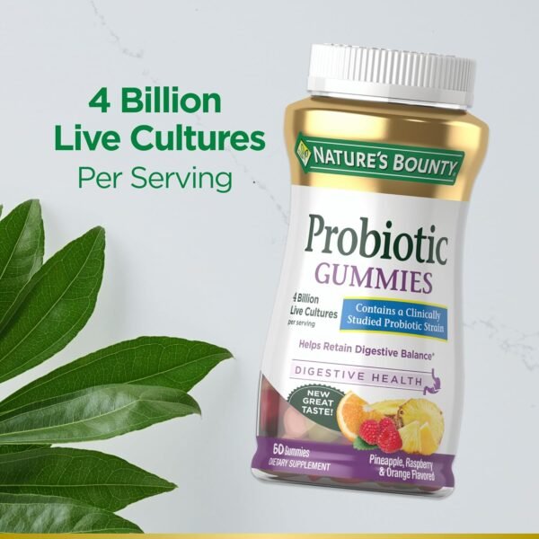 Nature's Bounty Probiotic Gummies, Immune Health & Digestive Balance, Pineapple, Raspberry and Orange Flavor Gummies, 60 Ct - Image 4
