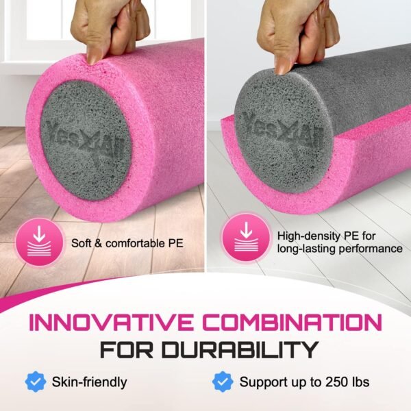 Yes4All Soft-Density Foam Roller 12, 18, 24, 36 inch - Premium Two-Layer PE for Back Pain Relief, Deep Tissue, Legs Massage, Physical Therapy, Muscle Recovery and Exercises - Image 5