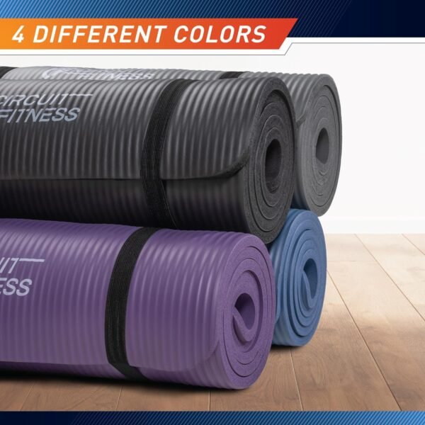 Circuit Fitness by Marcy Non-Slip Multi-Purpose Exercise Yoga Mats with Carrying Strap Multi-Thickness, Multi-Color Options - Image 4