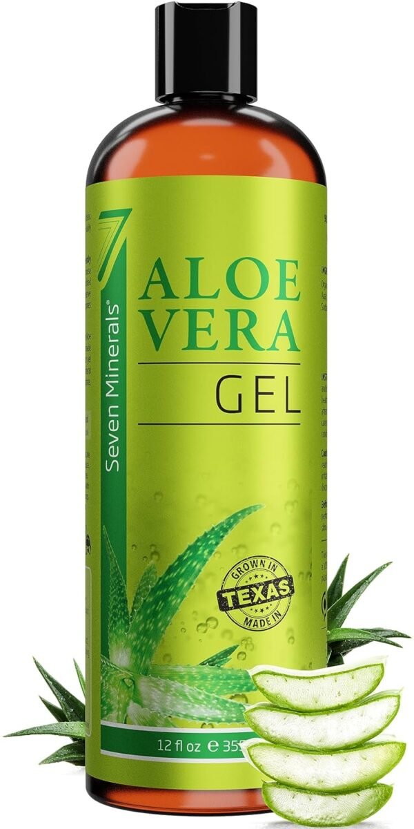 Seven Minerals Organic Aloe Vera Gel from freshly cut 100% Pure Aloe - Big 12oz - HighestQuality, Texas grown, Vegan, Unscented - For Face, Skin, Hair, Sunburn relief - Image 9