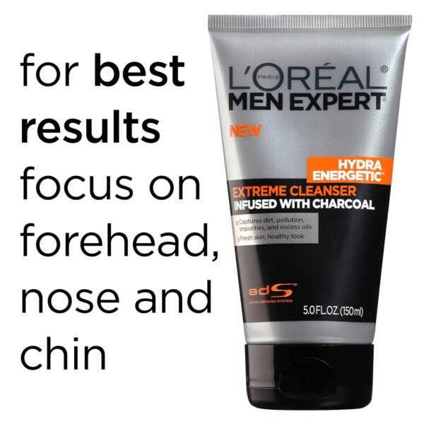 L'Oreal Paris Men Expert Hydra Energetic Daily Facial Cleanser with Charcoal, 2 ct. - Image 6