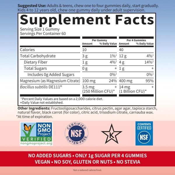 Garden of Life - Dr Formulated Magnesium Citrate Supplement with Prebiotics & Probiotics for Stress, Sleep & Recovery - Vegan, Gluten Free, Kosher, Non-GMO, No Added Sugars – 60 Raspberry Gummies - Image 6