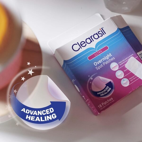 Clearasil Overnight Spot Patches, Advanced Healing Hydrocolloid Acne Pimple Treatment, Blemish Spot Stickers for Face, 18 count - Image 7