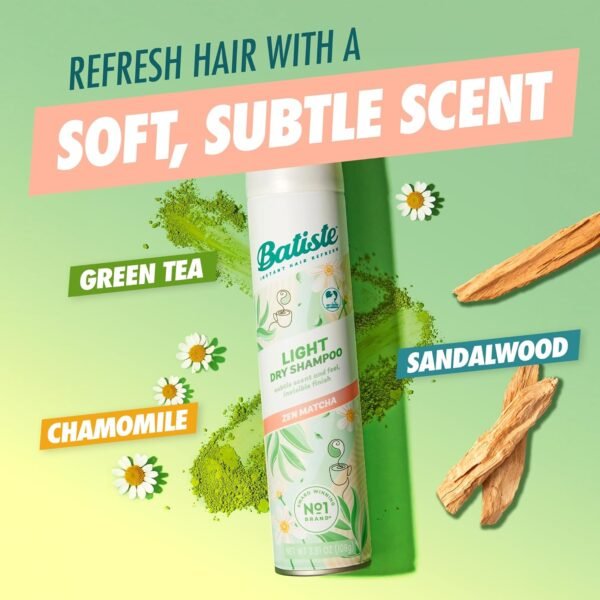 Batiste Light Dry Shampoo, Zen Matcha, Invisible Finish, Refresh Hair & Absorb Oil Between Washes, 3.81 Oz - Image 3