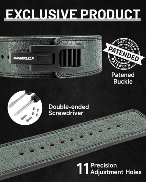 MANUEKLEAR Lifting Belt Lever for Men Women, 10mm Quick Locking Lever Belt Weightlifting with Adjustable Buckle, Lever Weight Lifting Belt for Powerlifting & Deadlifts - Image 4