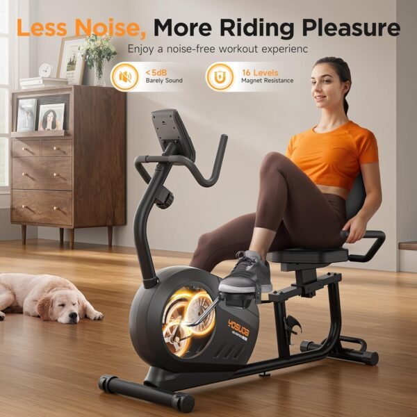 YOSUDA PRO Recumbent Exercise Bike for Home Use with Resistance Bands-Recumbent Bike with Smart Workout APP, Comfortable Seat, Pulse Sensor & 16-level Resistance - Image 4