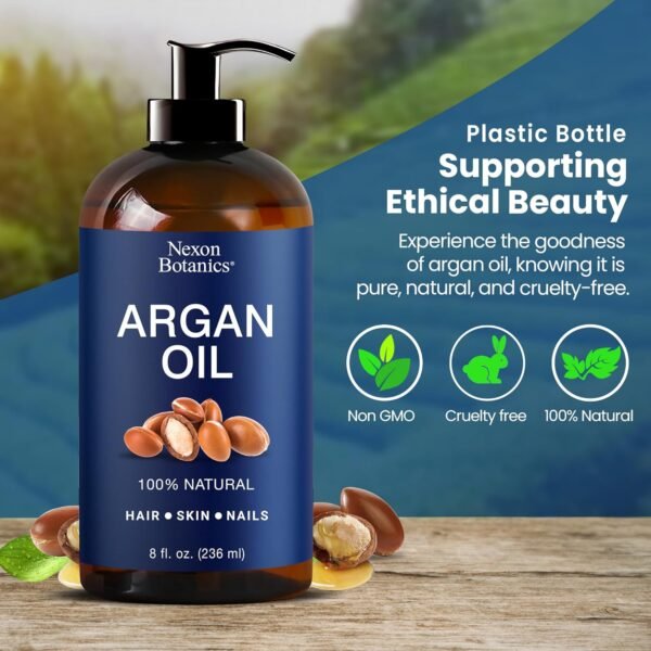 Argan Oil for Hair Growth 8 fl oz - 100% Natural Moroccan Argan oil for Face, Body, Skin and Nails - Aceite de Argan - Image 9