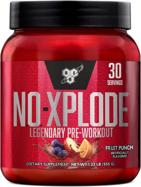 BSN N.O.-XPLODE Pre Workout Powder, Energy Supplement for Men and Women with Creatine and Beta-Alanine, Flavor: Fruit Punch, 30 Servings - Image 2