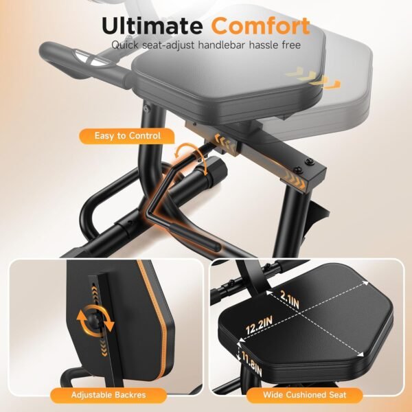 YOSUDA PRO Recumbent Exercise Bike for Home Use with Resistance Bands-Recumbent Bike with Smart Workout APP, Comfortable Seat, Pulse Sensor & 16-level Resistance - Image 9