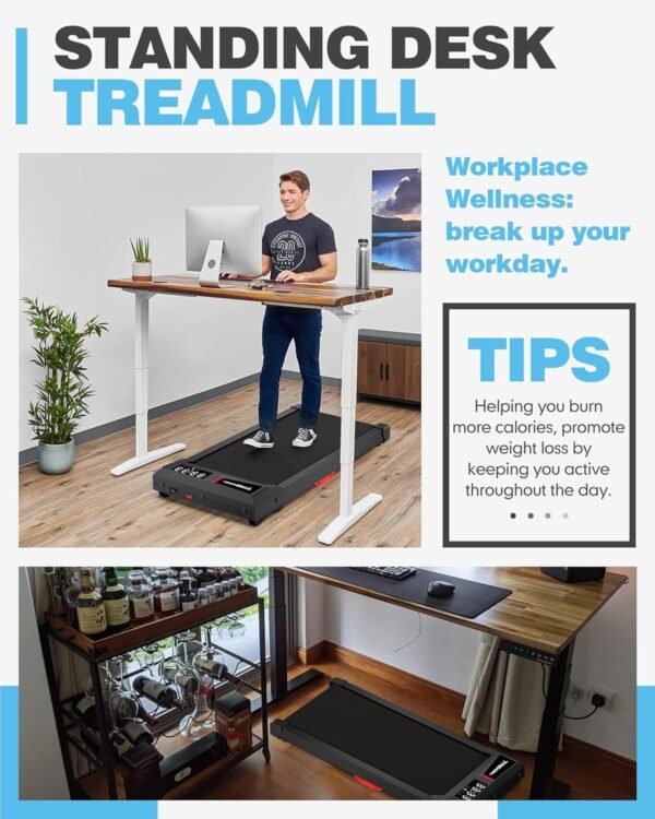 WELLFIT 10% Incline Walking Pad Treadmill,300+ lbs Capacity,2.5HP Quiet Standing Under Desk Walking Jogging Running Machine Work for Apartment Office Home,No Installation - Image 4