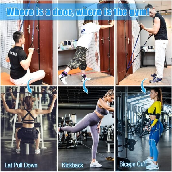 Brebebe Door Anchor Strap for Resistance Bands Exercises, Multi Point Anchor Gym Attachment for Home Fitness, Portable Door Band Resistance Workout Equipment, Easy to Install, Punch-Free, Nail-Free - Image 3