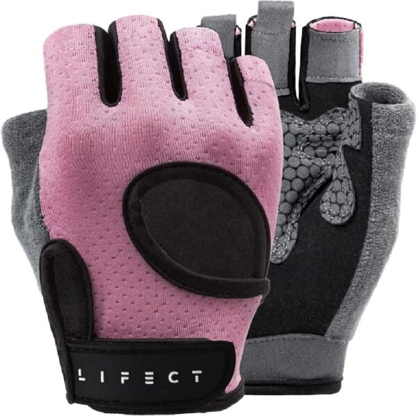LIFECT Essential Breathable Workout Gloves, Weight Lifting Fingerless Gym Exercise Gloves with Curved Open Back, for Powerlifting, Women and Men - Image 2