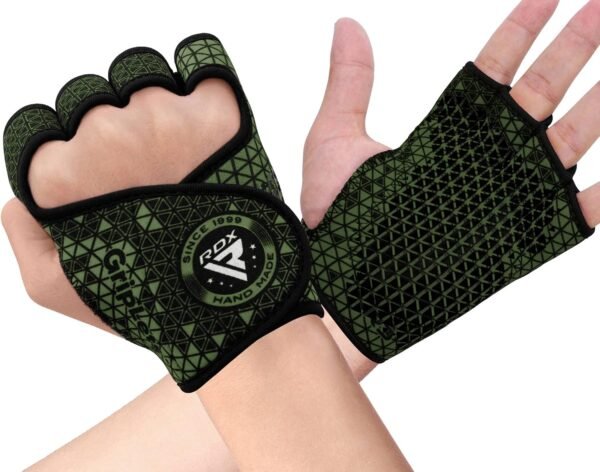 RDX Weight Lifting Gloves Grip, Non Slip Neoprene Ventilated Gym Barehand Gripper, Silicon Palm Protection, Powerlifting Fitness Strength Training Bodybuilding, Chin Pull ups Bar Calisthenics Workout - Image 2