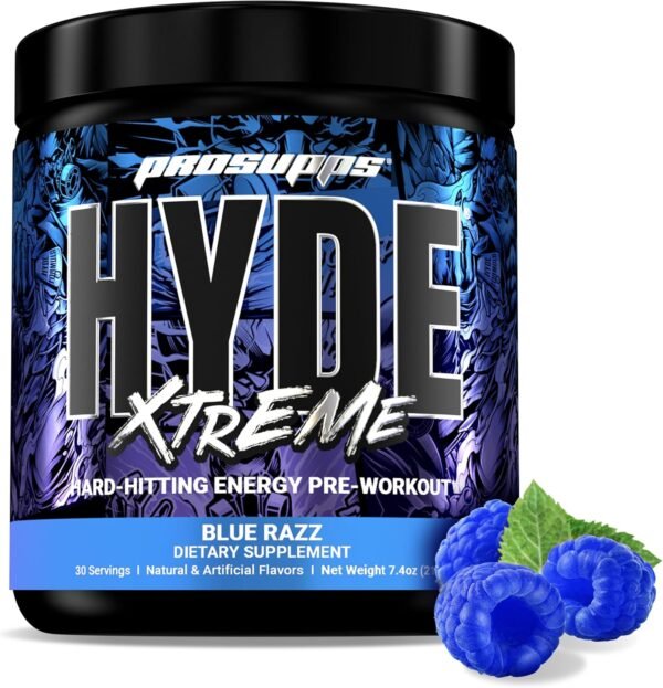 PROSUPPS® Mr. Hyde® Xtreme Pre-Workout Powder Energy Drink - Intense Sustained Energy, Pumps & Focus with Beta Alanine, Creatine & Nitrosigine, (30 Servings, Blue Razz) - Image 2