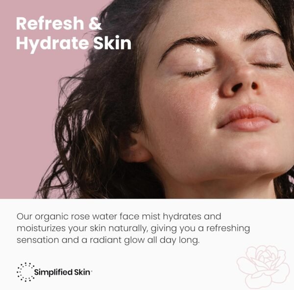 Rose Water Spray for Face & Organic Rose Water for Hair - USDA Certified Rosewater Facial Toner - Alcohol-Free Makeup Setting Hydrating Face Mist - Anti-Aging Bulgarian Rose Water Toner Spray - 4 Oz - Image 3