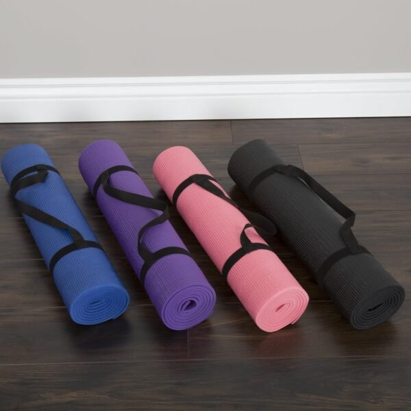 Yoga Mat - Double Sided 1/4-Inch Workout Mat - Exercise Mat for Home Gym Fitness or Pilates with Carrying Strap - Image 8