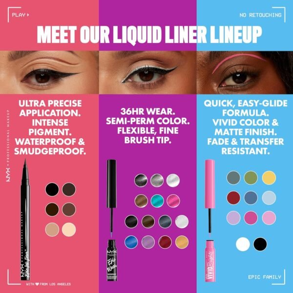 NYX PROFESSIONAL MAKEUP Epic Ink Liner, Waterproof Liquid Eyeliner - Black, Vegan Formula - Image 10