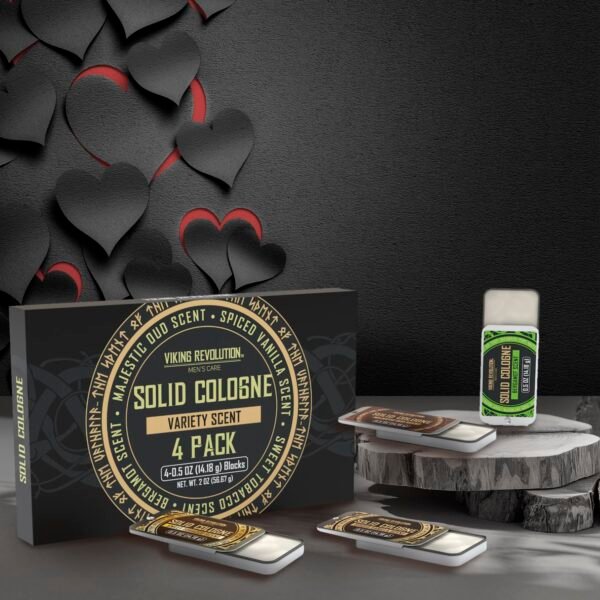 Viking Revolution 4 Pack Mens Colognes - 0.5 Oz Solid Perfume with Spiced Vanilla, Sweet Tobacco, Majestic Oud, Bergamot - Travel Wax Balm Cologne - Image 3