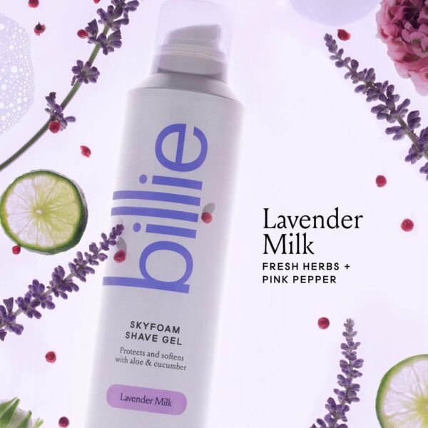 Billie SkyFoam Shave Gel - Lavender Milk Scent - Water-activated Foam - Made With Aloe & Cucumber - For A Close, Smooth Shave - 6.7 fl oz - Image 3