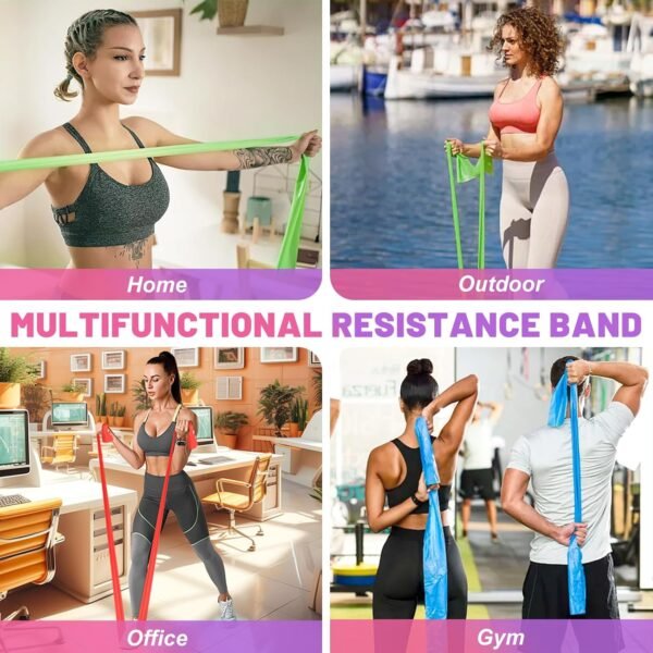 Resistance Bands Set, 5 Pcs Exercise Bands Elastic Stretch Bands for Yoga Pilates Fitness Stretching Strength Training, Workout Bands for Home Gym - Image 10