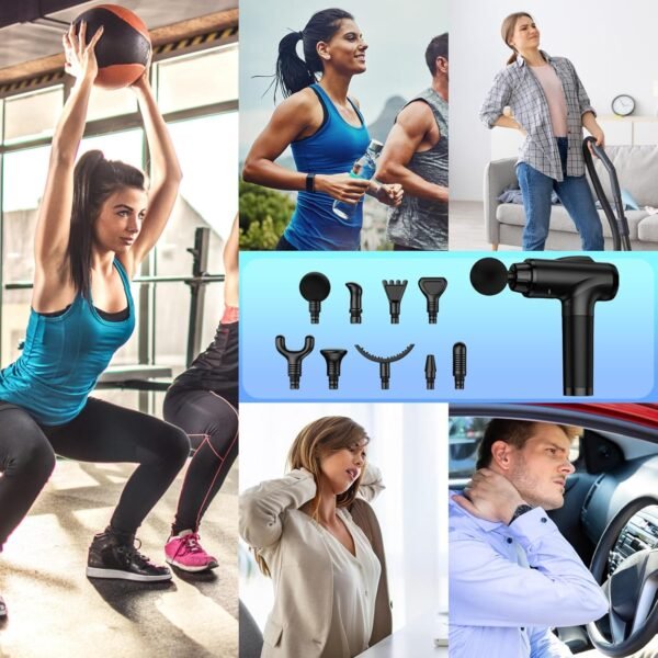 Massage Gun Deep Tissue, Handheld Electric Muscle Massager, High Intensity Percussion Massage Device for Pain Relief with 9 Attachments & 30 Speed(Black) - Image 8