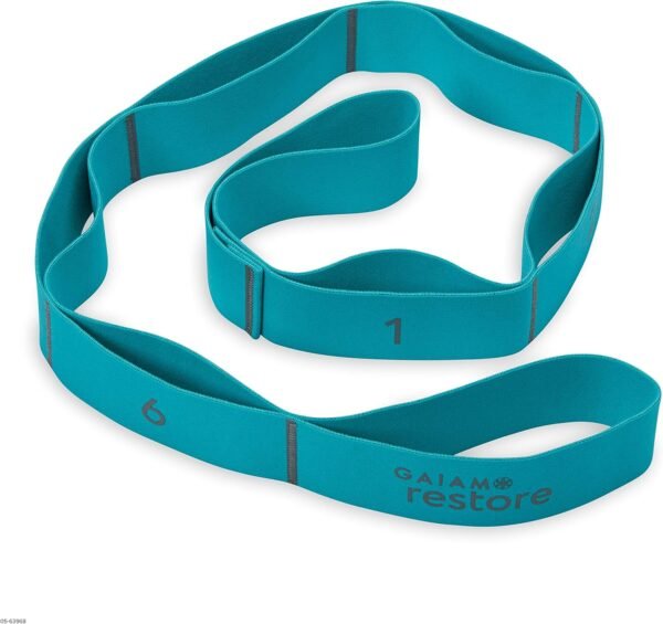 Gaiam Restore Resistance Band Stretching Strap - Stretch Legs & Arms with Medium Resistance Loops, Multiple Holds for Increased Range of Motion, Flexibility or Strength Training - Image 2