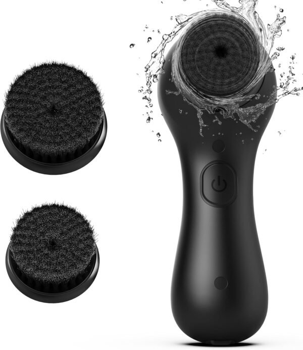 Facial Cleansing Brush, SHINCHIE Spin Face Scrubber, Waterproof Face Scrub Brush, Rechargeable Facial Exfoliator, Electric Cleanser for Deep Cleansing & Exfoliating,Rotating Skin Care Wash Kit -Black - Image 2