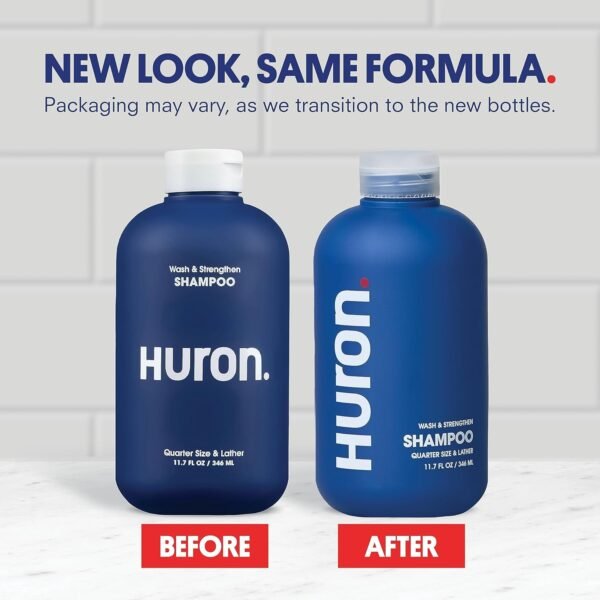Huron Men's Shampoo | Cleansing & Hydrating Formula | Citrus, Fresh Juniper & Aromatic Greens Scent | Strengthens Hair | Sulfate-Free, Paraben-Free | Argan Oil, Aloe, Peppermint | 11.7 Fl Oz - Image 3