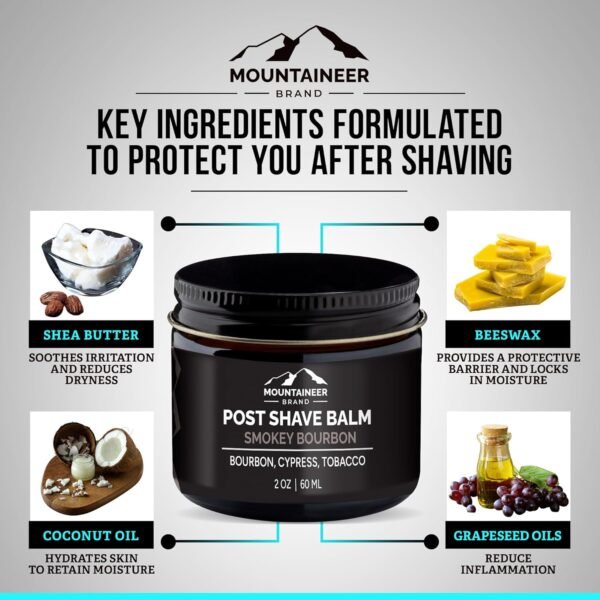 Mountaineer Brand All Natural Post Shave Balm | Soothes, Cools, and Refreshes Sensitive Skin After Shaving | Aftershave Lotion For Men | Calms Irritation | Smokey Bourbon Scent | 2oz - Image 5