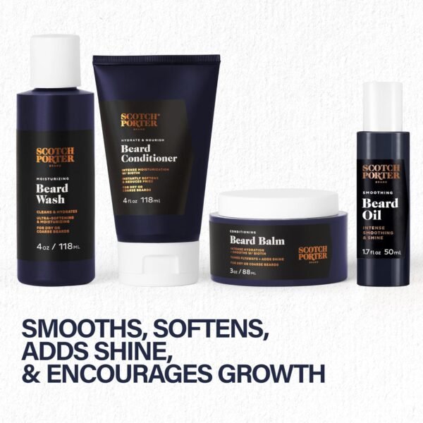 Scotch Porter Beard Kit – Cleanse, Moisturize, Soothe & Style Coarse, Dry Facial Hair while Encouraging Growth for a Fuller/Healthier-Looking Beard – Includes Wash, Conditioner, Serum & Balm - Image 4