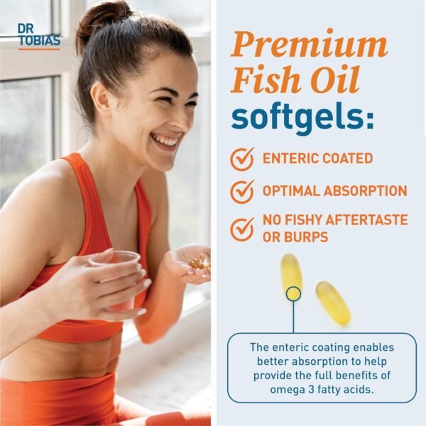 Dr. Tobias Omega 3 Fish Oil, 2000mg Triple Strength with 800mg EPA 600mg DHA Per Serving, Fish Oil Omega 3 Supplements for Heart, Brain & Immune Support, 360 Softgels, 180 Servings - Image 6
