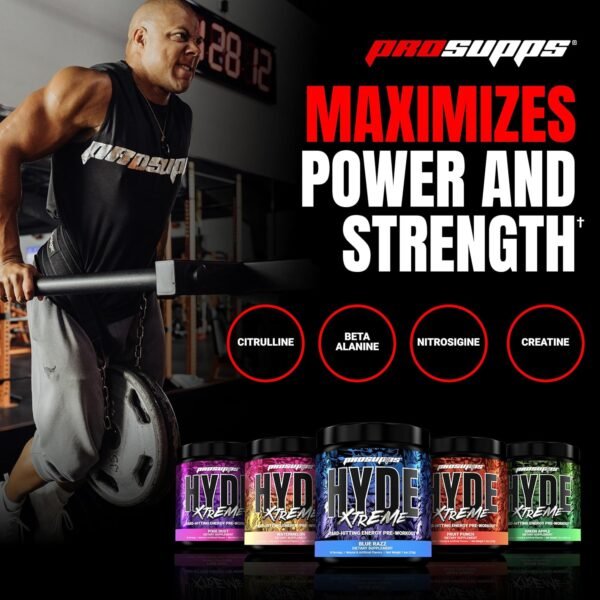 PROSUPPS® Mr. Hyde® Xtreme Pre-Workout Powder Energy Drink - Intense Sustained Energy, Pumps & Focus with Beta Alanine, Creatine & Nitrosigine, (30 Servings, Blue Razz) - Image 6