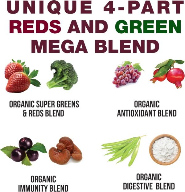 Kids Greens and Reds Superfood Powder. Best Tasting Organic Vegan Super Food Juice with 25+ Real Fruits and Vegetables. Gluten Free Real Food Vitamins. Green and Red Superfoods Supplement for Children - Image 4