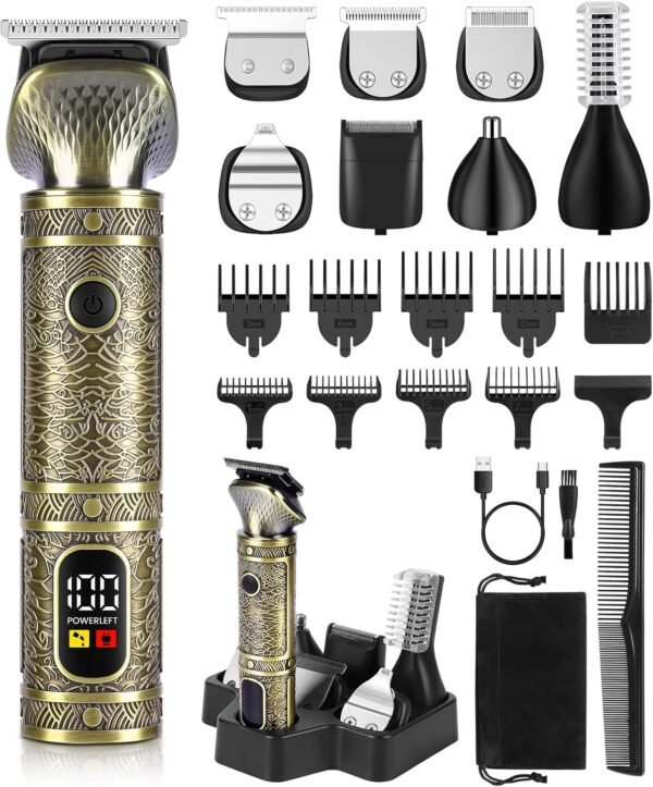 Brightup Beard Trimmer for Men, Electric Razor Shavers for Men, Professional Zero Gapped T-Blade Trimmer, Cordless Hair Clipper, 7 in 1 Grooming Kit for Face Mustache Body Nose Trimmer, Gift for Men - Image 2