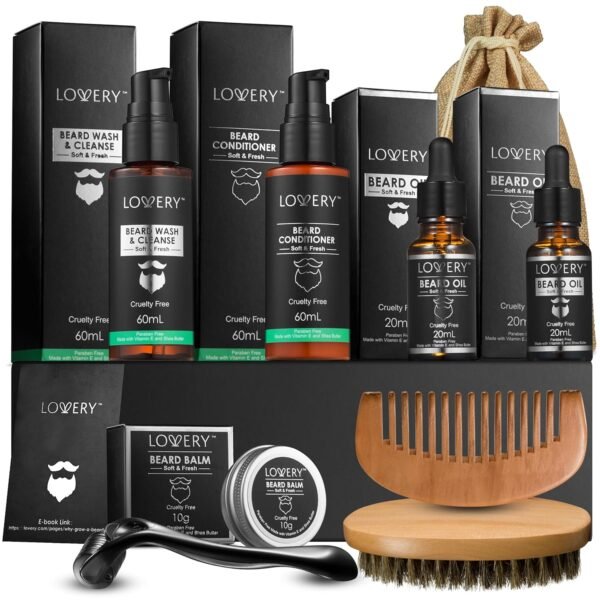 Beard Grooming Kit, Valentines Gifts for Men, Beard Kit Set with Beard Oil, Balm, Wash, Brush, Comb & More, Mens Gifts for Dad Him Boyfriend Husband Man, Stocking Stuffers for Men, Birthday Gifts - Image 2