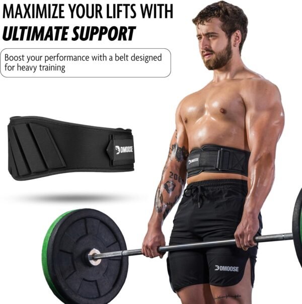 DMoose Fitness Neoprene Weight Lifting Belt - Sweat-Resistant Gym Belt for Men & Women to Provide Stability & Lumbar Support - Adjustable Fit 6" Weightlifting Belt for Squats, Deadlift & Bench Presses - Image 3