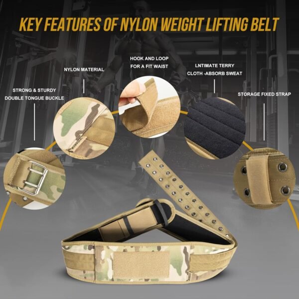 VISMIX Nylon Weight Lifting Belt for Back Support, Gym Belt for Training, Strength Training, Powerlifting, Squat & Deadlift-Adjustable Weightlifting Belt - Image 5