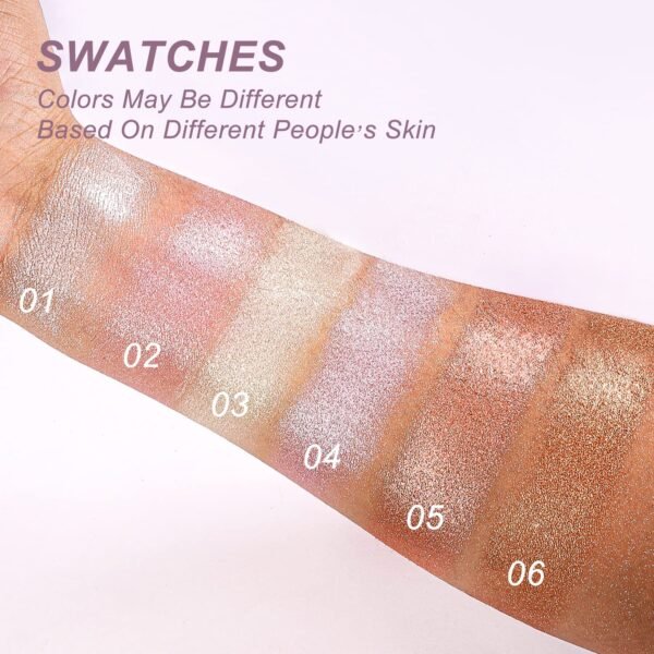 YOUNG VISION Baked Highlighter Powder Palette, Sheer Pearl Shimmer Shades for Face Highlighter Makeup, Rose/Pink Blush Powder, Highly Pigmented Iluminadores de Maquillaje, 0.19 Oz(Pack of 1) - Image 4
