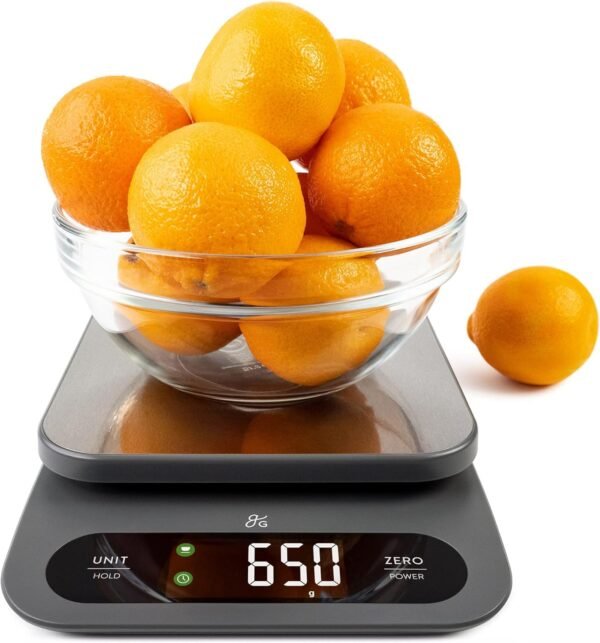 Greater Goods High Capacity Kitchen Scale, A Premium Food Scale, Weighs in Grams and Ounces with 22 Pound Capacity, Hi-Def LCD Screen, and Stainless Steel Platform - Image 2