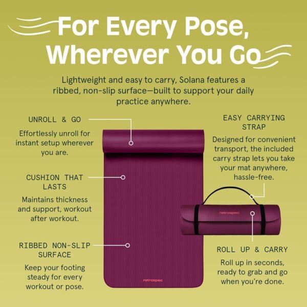Retrospec Solana 1 inch Yoga Mat - Image 6