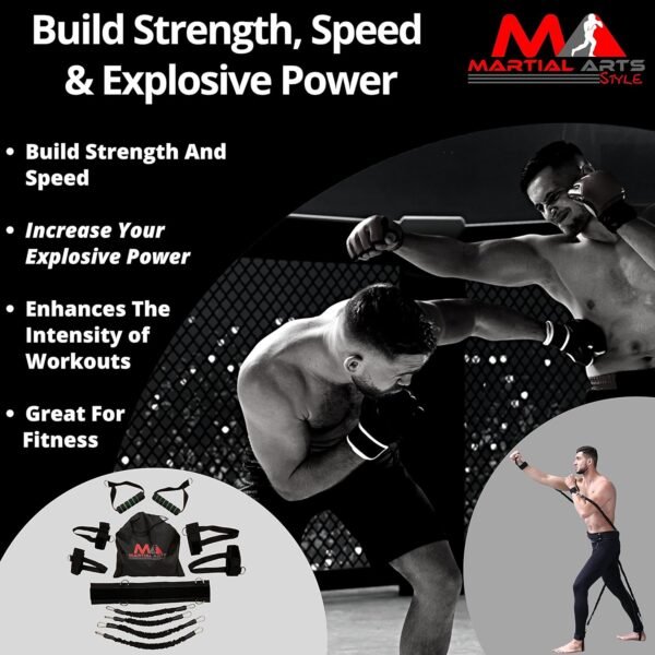 Boxing Resistance Bands for MMA Martial Arts Resistance Training at Home for Punches/Kicks, 150lbs Exercise Bands Full Body Fitness Workout to Enhance Explosive Power/Speed/Agility - Image 3