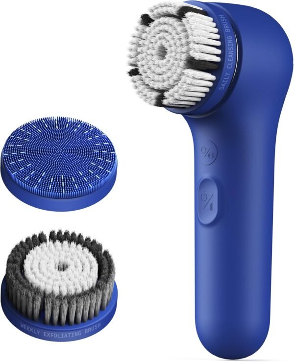 Spinning & V-Sonic Face Scrubber, NågraCoola 3.0 Facial Cleansing Brush, Waterproof & Rechargeable Face Scrub Brush for Men & Women with 3 Brushes, 3 Intensities, 2 Action Modes - Blue - Image 9