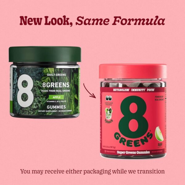 8Greens Supergreens Gummies | Super Greens Powder Superfood Gummy for Metabolism, Immunity & Focus, Digestive Health Enzymes, Organic: Chlorella, Spirulina, Aloe Vera, Apple Flavor, 50 Count - Image 8