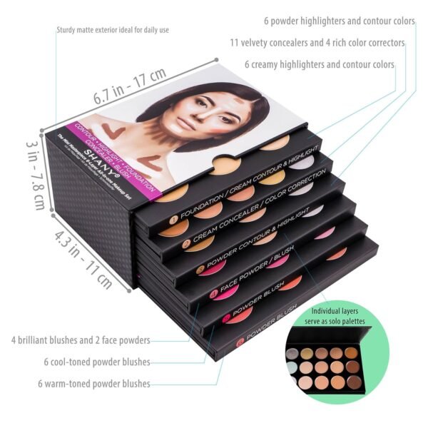 SHANY The Mini Masterpiece 6 Layers Makeup Foundation, Concealer, Camouflage, Contour, Blush and Makeup - 6 Makeup Kits - Image 5