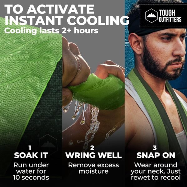 Tough Outdoors Cooling Towels (38.5"x12") - Cooling Towels for Neck & Face, Cooling Neck Wraps - Ice Towel & Sweat Rag for Camping, Gym, Yoga & Sports - Image 4
