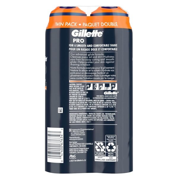 Gillette PRO Shaving Gel For Men Cools To Soothe Skin And Hydrates Facial Hair, TWIN PACK - Total 14oz, ProGlide Sensitive 2 in 1 Shave Gel - Image 3