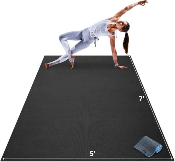 Gorilla Mats Premium Large Yoga Mat – 7' x 5' x 8mm Extra Thick & Ultra Comfortable, Non-Slip Barefoot Exercise Mat – Works Great on Any Floor for Stretching, Cardio or Home Workouts - Image 2