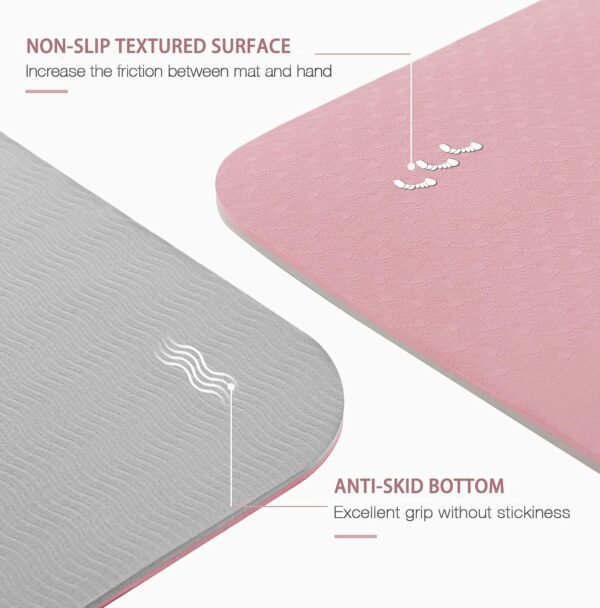 Large Yoga Mat for Men and Women 1/4 & 2/5 Inch Extra Thick TPE Fitness Mat for Home Gym Workout, Non-Slip, Eco Friendly Exercise Mat for Yoga, Pilates, Stretching, Meditation - Image 3