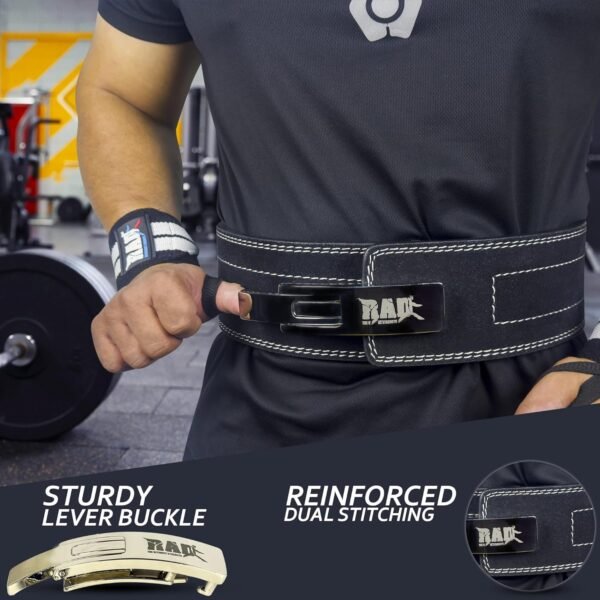 RAD Lever Weight Lifting Gym Belt for Men & Women Size 63 TO107 CM,Thick 10MM & Width 4 Inch Lever Powerlifting Belts for Women Dead Lift Workout Belt Leather Weight Lifting Lever Gym Squat Belt - Image 6